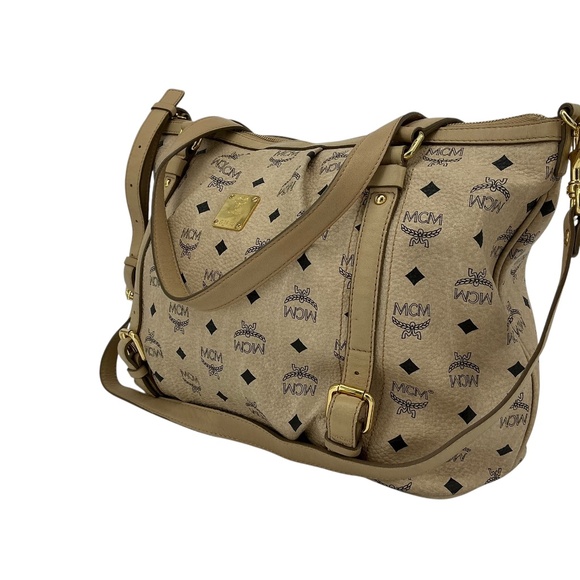 MCM Visetos Medium Essentials Shopper Tote – Beige with Monogram - Picture 8 of 12